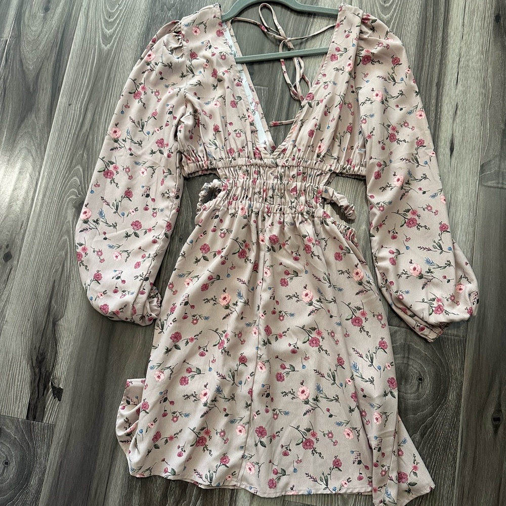 Floral Pink Long Sleeve Dress